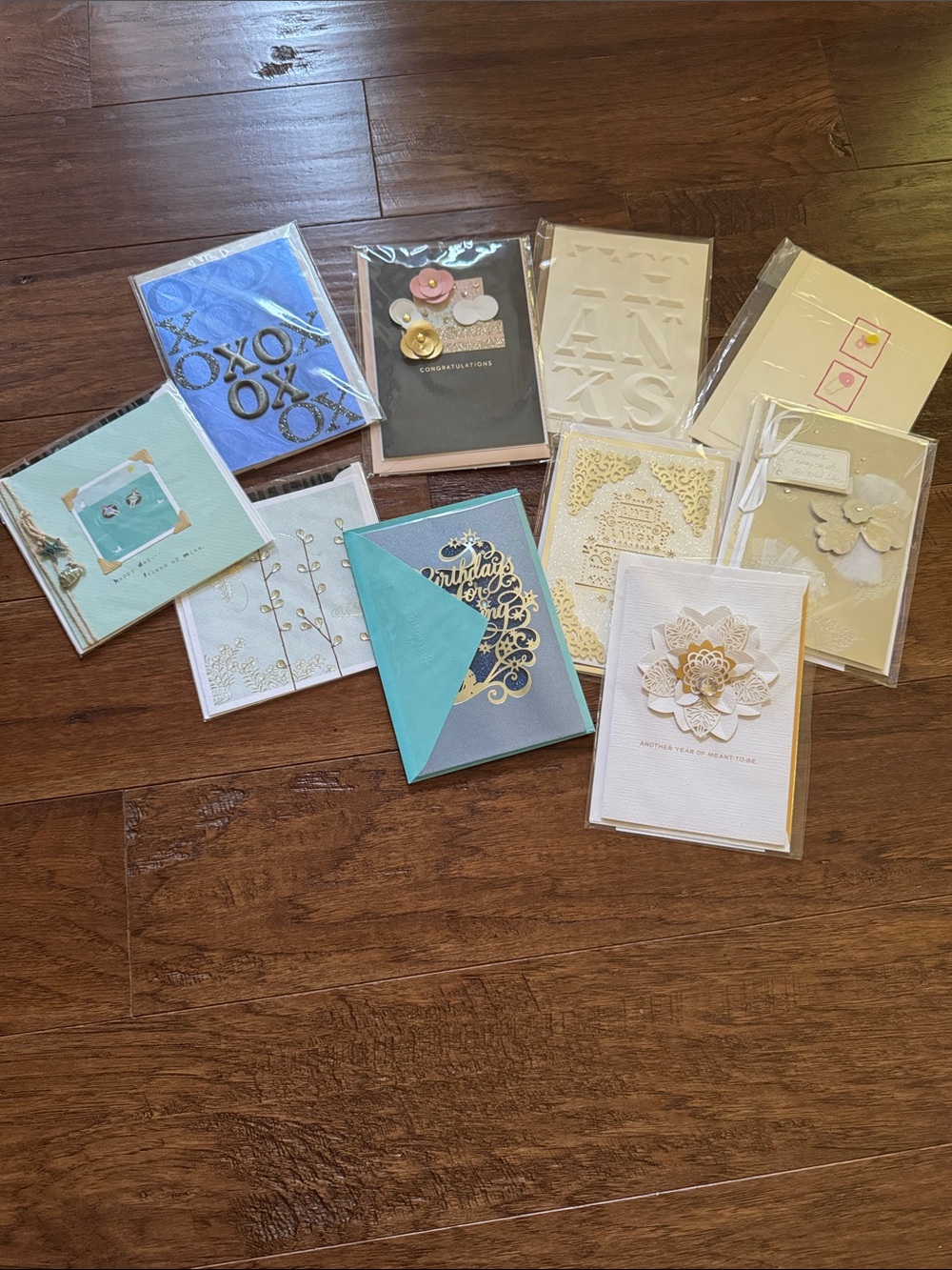 Assorted Decorative Greeting Cards - Blue, White, Cream, Gold All New
